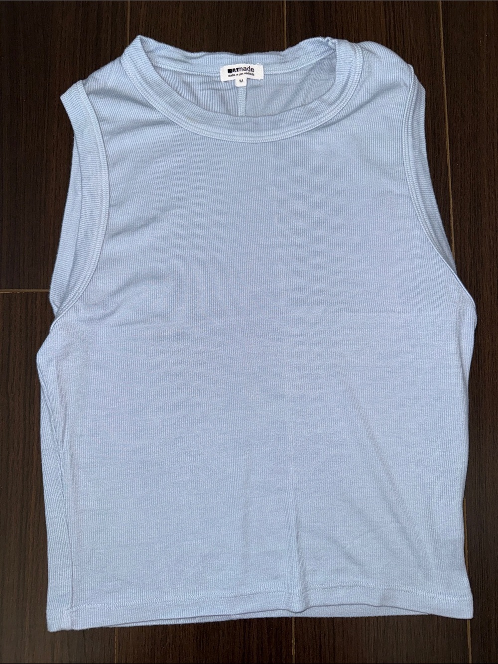 LA MADE Women's Light Blue Ribbed Tank Top - Picture 3 of 6